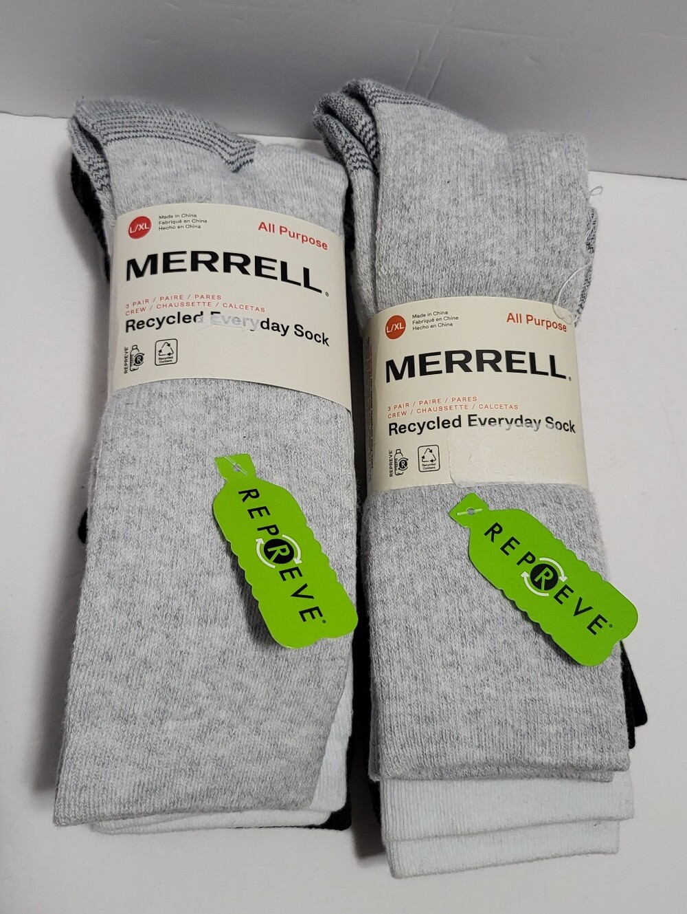 Merrell Light Gray & Black Recycled Everyday Crew Socks (6 Pair)